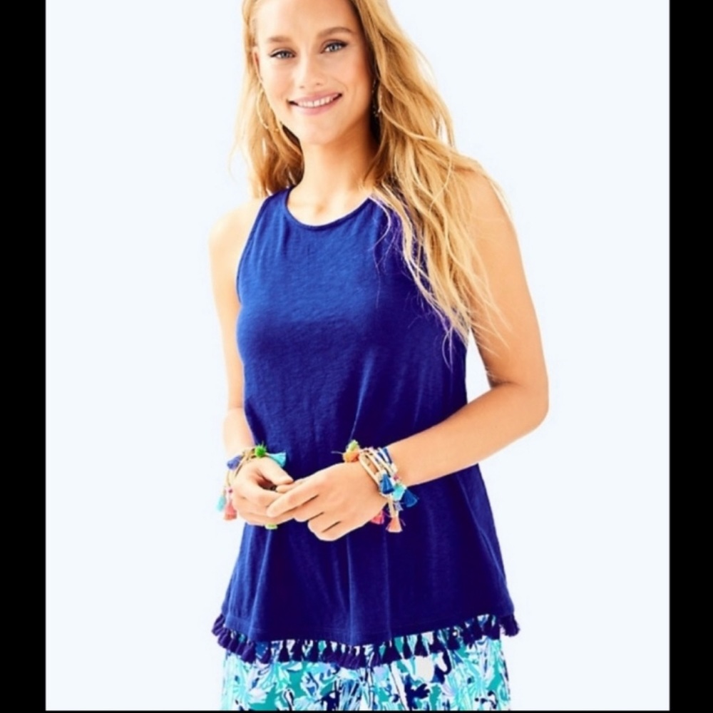 Lilly Pulitzer Royal Blue Sleeveless Tassel Tank